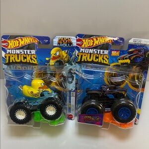 Hot Wheels Monster Trucks Yellow Duck and Black Set